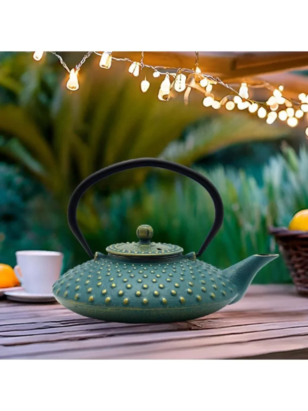 Blue Cast Iron Kitchen Japanese Teapot 27.1oz Stovetop Loose Leaf Infuser Pot